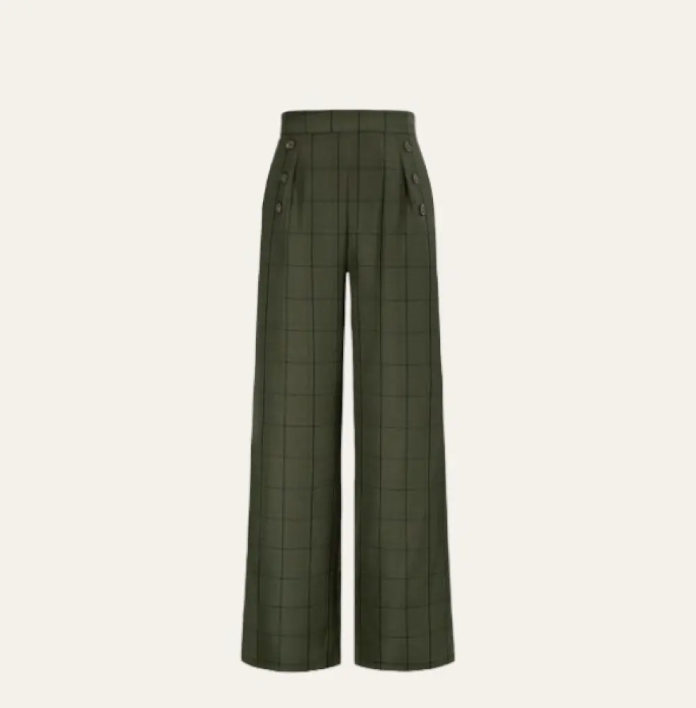 Plaid Wide Leg Pants